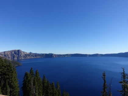 The next morning we drove into Crater Lake National Park. Amazing views from the very first stop. Definitely the bluest water I've ever seen, evidently due to the mineral content.