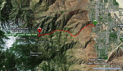 The GPS data from my Garmin shown on a Bing aerial view map.