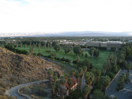 Leaving the watered lawns of Palm Springs.