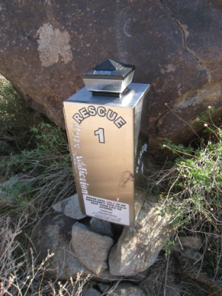 Rescue beacon. There have been enough rescues and fatalities on the trail that Search and Rescue has installed two beacons along the route. Google Cactus to Clouds to read accounts of some of those stories.