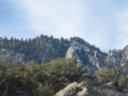 Zoomed-in picture of the tram at the top. You can see the cables, one of the towers, and the end of the line.