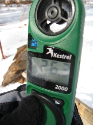 Brrr. I hit the ridge and the winds kick up. It's in the low to mid 20s. I am still in shorts and a long sleeve tech shirt. I'm beginning to think that's not too smart, so I stop to put on my sweats and wind shell.