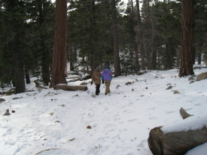 I'm now in Long Valley. There are lots of people that came up the tram strolling around. They're bundled up in parkas and ski jackets and were looking at me in my shorts and t-shirt like I was from outer space.