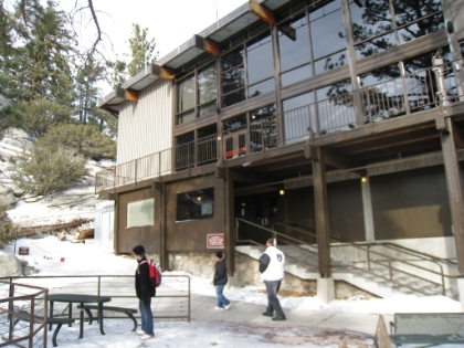 The tram station, which is really a big lodge.