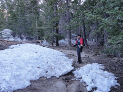 Sand to snow. Hard to believe we were posing in front of the sandy desert earlier in the day.