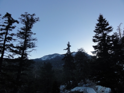 A view of the summit as we head up to the lodge. The summit will have to wait for another day.