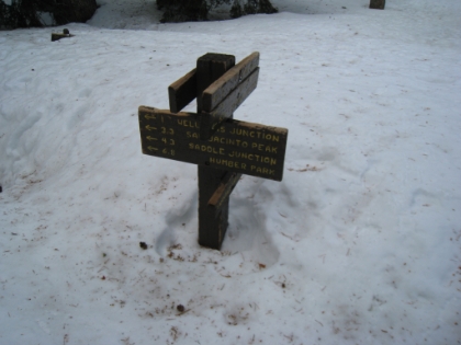 3.3m to the summit. The snow is pretty deep here, but there have been good tracks to follow, and I'm still making pretty good time. I'm still hopeful that a summit today is possible.