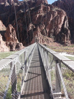 Crossing the Silver Bridge. It was built in the 1960s as part of the project to carry water from Roaring Springs to the South Rim.