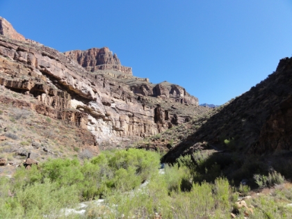 Out of The Box and into the wider portion of Bright Angel Canyon. I'm about 12 miles into the run and still feeling great. I'm trying hard not to worry about time, but I feel like I'm pretty close to being on-schedule.