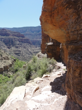 A look back at the trail carved out of the cliff.