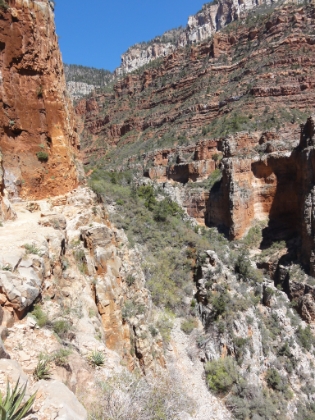 If you look closely, you can see the trail hugging the cliff wall on the left side of the canyon. Not the place to be if you're afraid of heights.