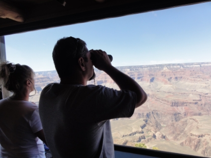 Some tourists checking out the canyon view from the Observation Station at Yavapai Point.