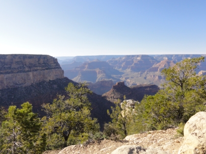 After lunch, we head back east along the Rim Trail to Mather Point. Here's a nice view of the rock formation known as The Battleship.