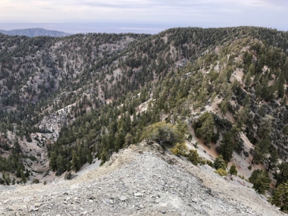 This picture actually gives some sense of perspective on how steep and loose the trail down Pine Mtn is! But I made it down and back to the car just before headlamp time. Another great day on Baldy!