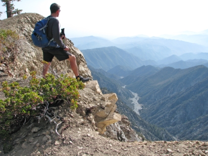 A look down at the East Fork San Gabriel Canyon. The deepest canyon in Southern CA, roughly 6000' deep. Deeper than the Grand Canyon, though not quite as grand.