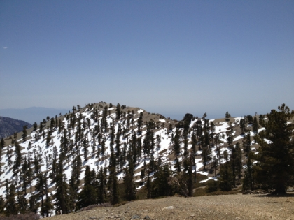 A look back at the snowy area we just climbed through.