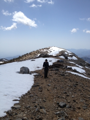 In the saddle between the Baldy peaks. Almost there!
