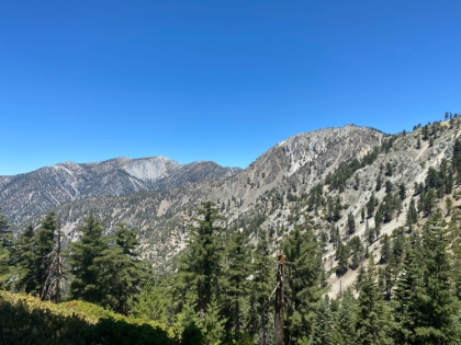 Past the saddle now and heading up to Bighorn. Great view of the Three Ts and Baldy.