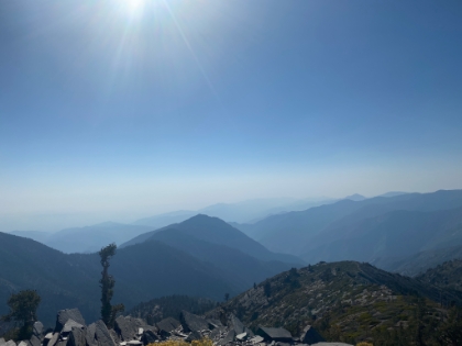 Looking West towards Mt Wilson where the Bobcat Fire is still fuming.