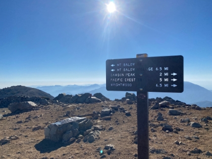 I liked how the stenciled sign was backlit here. Then it was time to head back down Register Ridge, the best E-ticket trail ride in all of SoCal! A very challenging, but fun day.