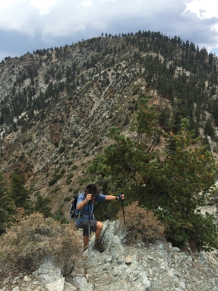 Just getting ready to start the last section of switchbacks to the peak when we hit our turnaround time. Our backup plan to pick the kids up from daycare didn't quite work out, so we ended-up having to turnaround just short of the summit. But some heavy clouds were starting to roll-in anyway, and this was not the place to get caught in a lightning storm.
