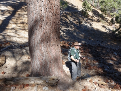 Dad posiing near where we sought shelter from howling winds and snow on a showshoe trip to the saddle a few years ago.