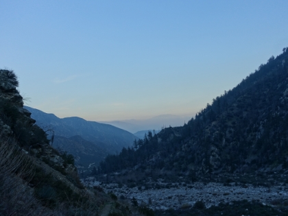 The sun is getting low as we head back down the valley.