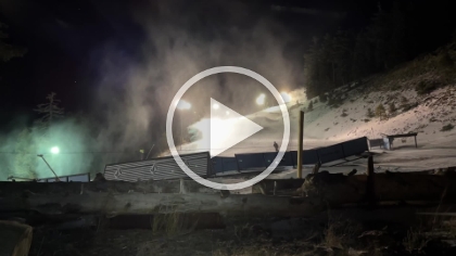 The wind is howling and snow from the snow blowers is blowing all over the trail.