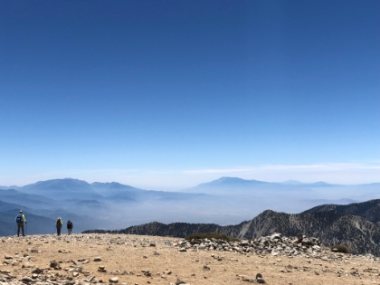Gorgonio and Jacinto in the distance on a hazy day.