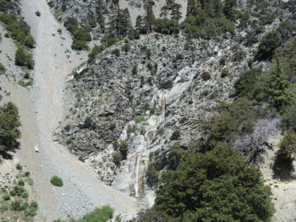 Heading up the service road to the trailhead from Manker Flats. Here's the first view of San Antonio Falls. It can actually get pretty big during the peak season of a wet year.