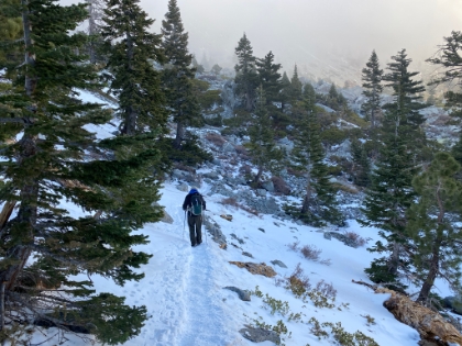 Dad making his way back down.