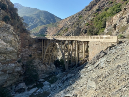 View from across the bridge. It really does dead-end into the cliff.