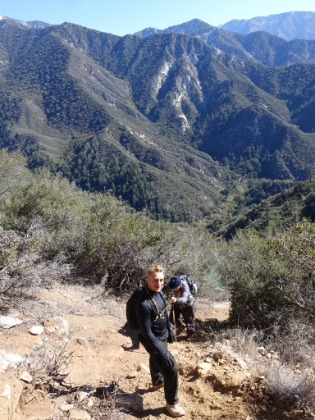 The trail heading up from the saddle. It starts getting steep fast.