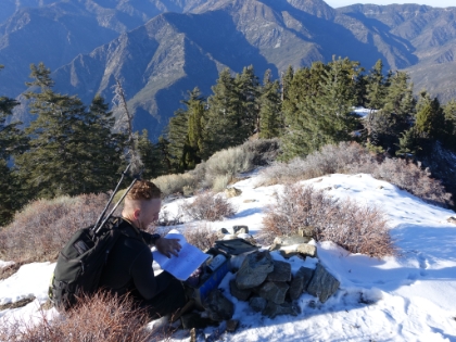 Dustin getting ready to sign the book. There haven't been many groups up here recently. But one of them was the same grandfather (78 years old) and grandkids (9 & 12) that sign-in at my favorite secret trail in the Santa Monica Mountains!