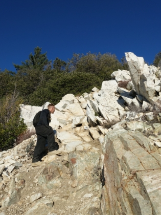 No more pictures until we joined back up with my Dad, just 5 minutes past our estimated time. Now we're all heading down together. Here Dustin is looking back (up) the trail for my Dad.