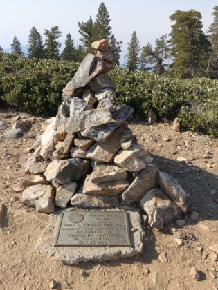 The next peak along the way was Throop Peak. It added another 400' of gain to my trip, but was fun to find this tribute. The use trail down the other side was really hard to follow though. I was wondering if I shouldn't just backtrack and head down the way I came-up. Turns out I definitely should have.