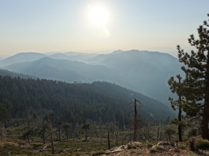 Looking to the North and the layers of hazy mountains as the sun is getting low.