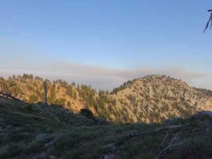 A look at Mt. Hawkins. There's another short detour out to the peak, but I have already bagged this one in the past, and I'm completely out of water now, so I decide to press on.