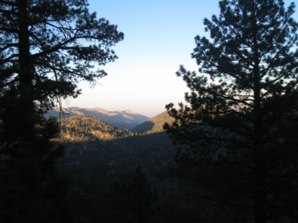 The sun is getting low as we descend back down the Fish Creek trail.