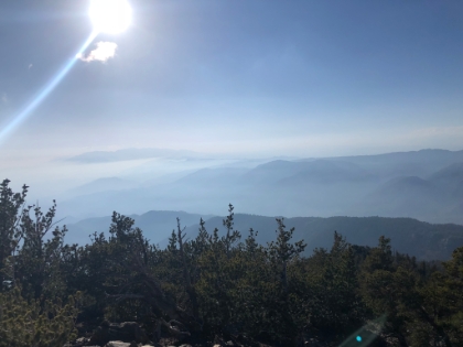 The hazy view towards Mt. Baldy as it's starting to get late.