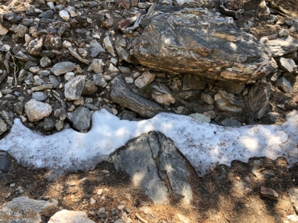 First sign of snow at about 9,000'.