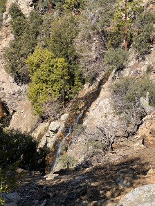 After the steep climb up from the trailhead, I take the quick detour to check out Vivian Creek falls. At least there's a little water still flowing.