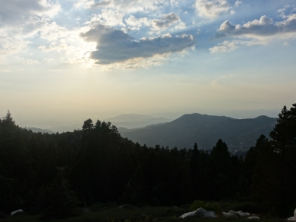 Great hazy views as the sun gets low. It's becoming clear that we'll be in the dark before we finish today.