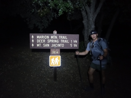 The last hour was in increasing darkness. We made it almost the whole way without headlamps, but finally put them on for the last 1/2 mile or so. We finally made it back to the trailhead in complete darkness. An exhausting day but an excellent training session for the next backpacking trip!