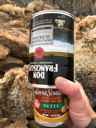 Made it to the top! Someone added a brand new summit sign-in box. The good old fashioned kind, made out of a coffee can and peanut butter jar.