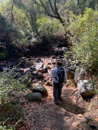 Heading down Tenaja Canyon, one of several creek crossings that would probably have some water in a wetter year.