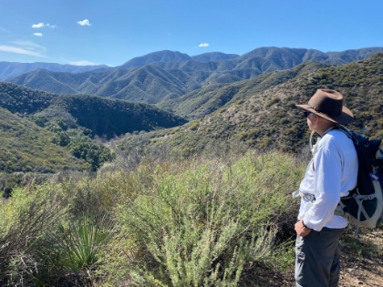 Dad surveying our destination at the bottom of San Mateo Canyon.