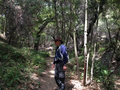 Dad headed out to the waterfall.