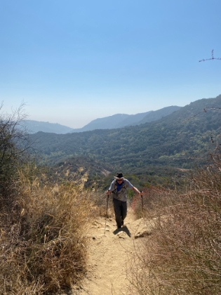 Dad powering up the steep trail to the ridge above Trippet Ranch.