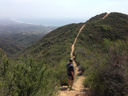 Almost to Unknown Peak at over 1,700' above Santa Monica and the ocean below.